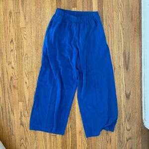 Los Angeles Apparel Custom Dyed Blue Cotton Poplin Wide Leg Drawstring Pants